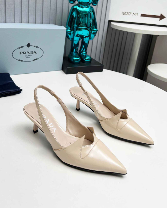 Prada Women's Pointed Toe Slingback Kitten Heels