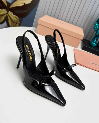 Miu Miu Women's Pointed Toe Bow Slingback Heels
