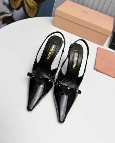 Miu Miu Women's Pointed Toe Bow Slingback Heels