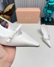 Miu Miu Women's Pointed Toe Bow Slingback Kitten Heels