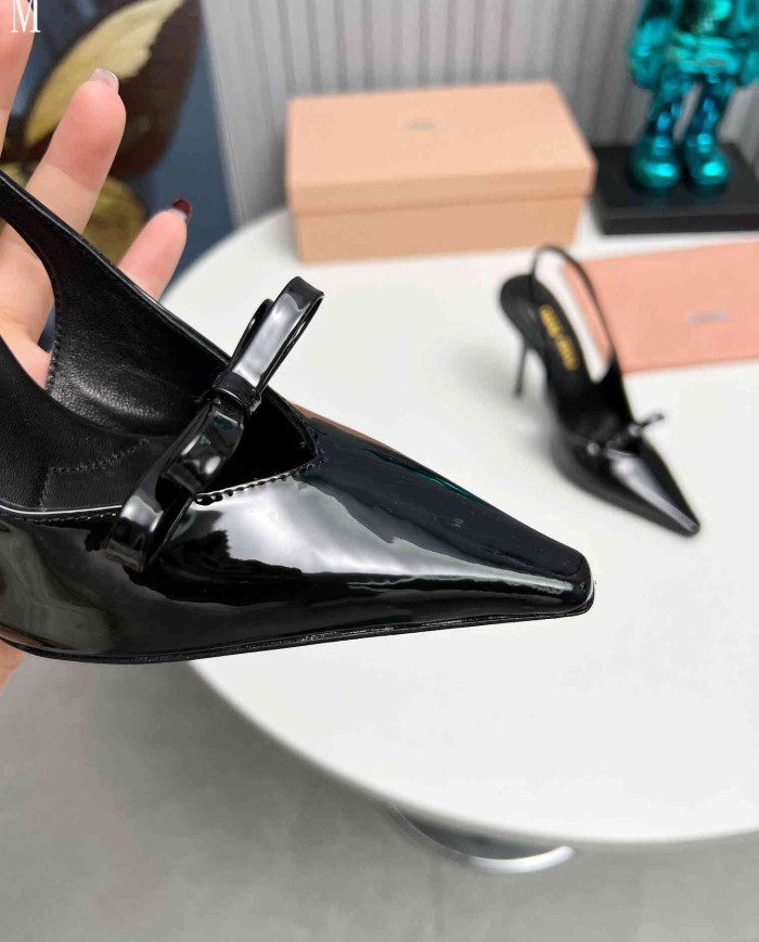 Miu Miu Women's Pointed Toe Bow Slingback Heels