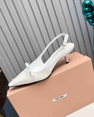 Miu Miu Women's Pointed Toe Bow Slingback Kitten Heels