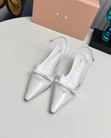 Miu Miu Women's Pointed Toe Bow Slingback Kitten Heels