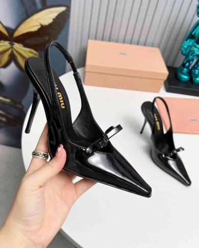 Miu Miu Women's Pointed Toe Bow Slingback Heels