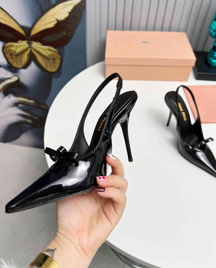 Miu Miu Women's Pointed Toe Bow Slingback Heels