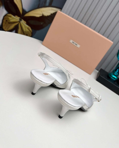Miu Miu Women's Pointed Toe Bow Slingback Kitten Heels