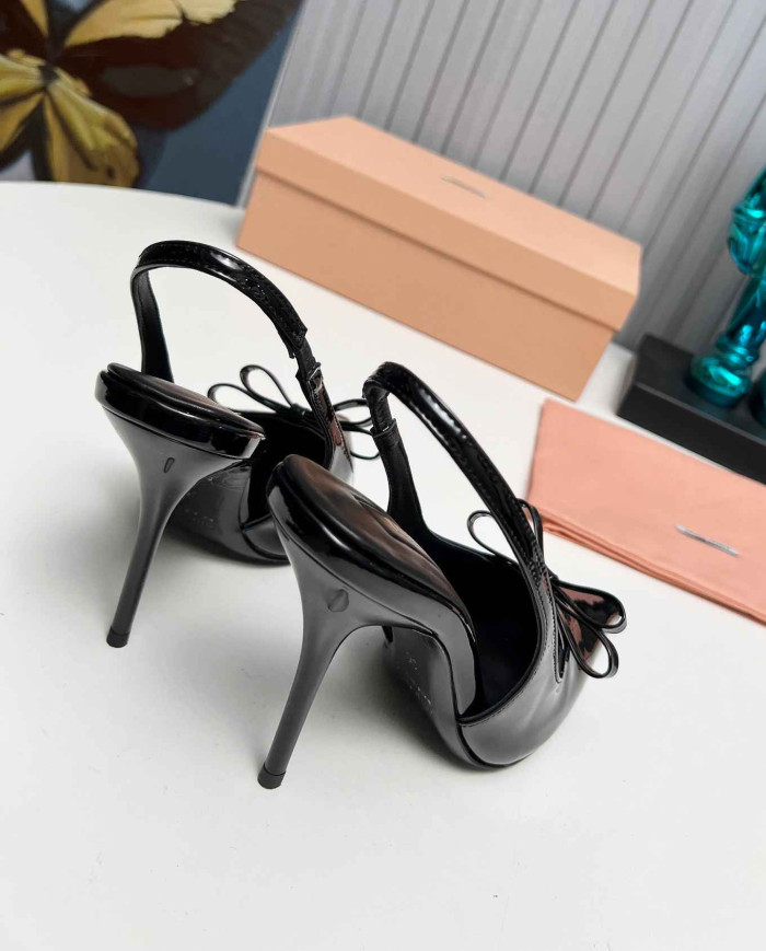 Miu Miu Women's Pointed Toe Bow Slingback Heels
