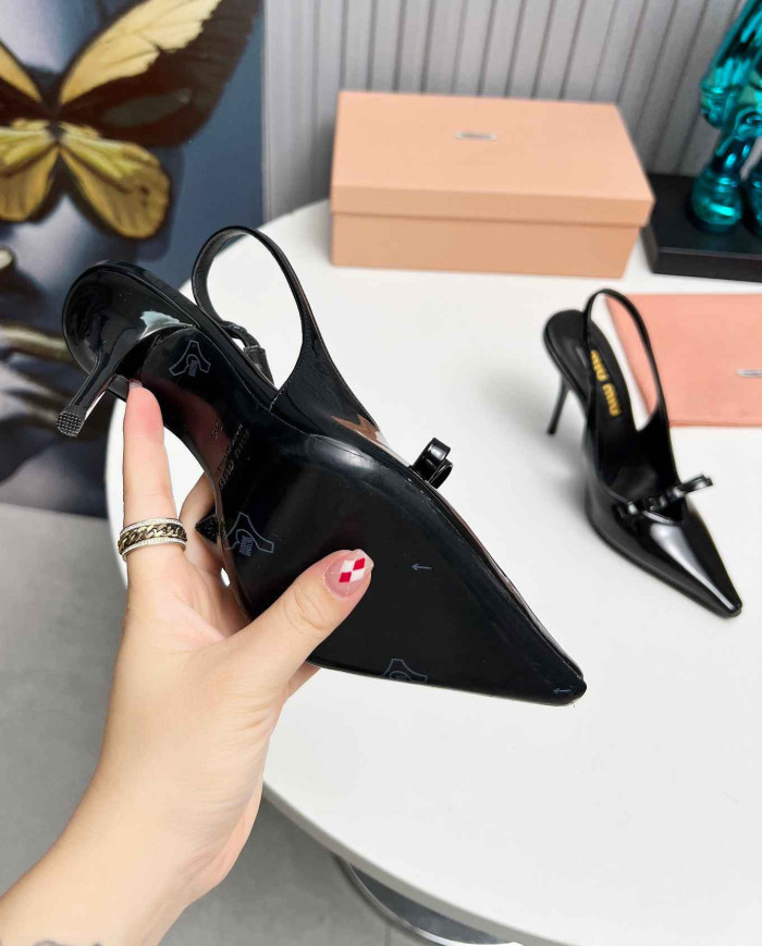 Miu Miu Women's Pointed Toe Bow Slingback Heels