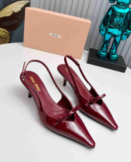 Miu Miu Women's Pointed Toe Bow Slingback Kitten Heels