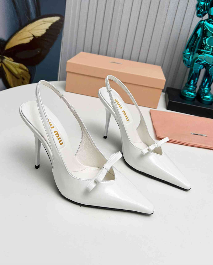Miu Miu Women's Pointed Toe Bow Slingback Heels