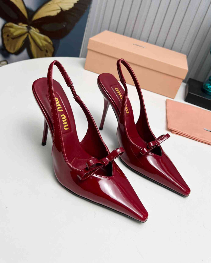 Miu Miu Women's Pointed Toe Bow Slingback Heels