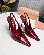 Miu Miu Women's Pointed Toe Bow Slingback Heels