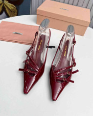 Miu Miu Women's Multi Strap Pointed Toe Kitten Heels