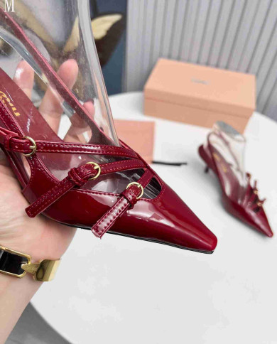 Miu Miu Women's Multi Strap Pointed Toe Kitten Heels