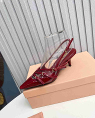 Miu Miu Women's Multi Strap Pointed Toe Kitten Heels