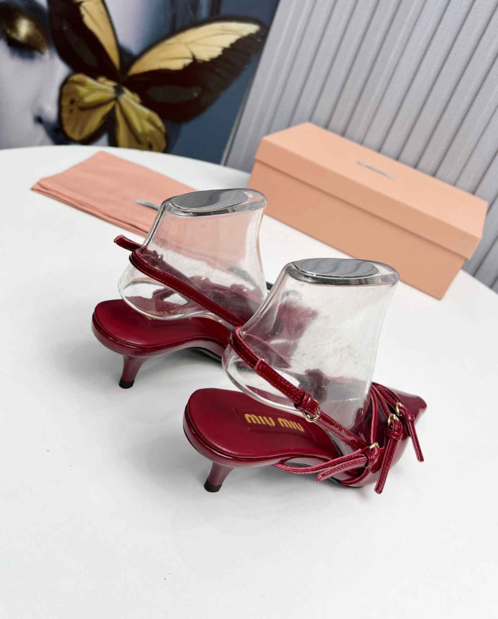 Miu Miu Women's Multi Strap Pointed Toe Kitten Heels