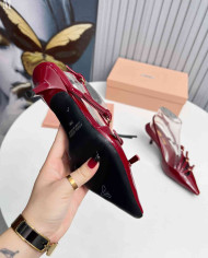 Miu Miu Women's Multi Strap Pointed Toe Kitten Heels