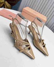 Miu Miu Women's Multi Strap Pointed Toe Kitten Heels