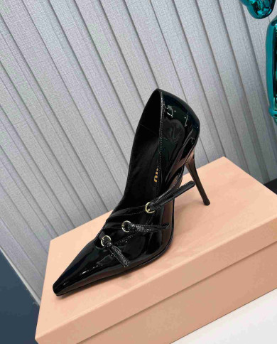Miu Miu Patent Leather Buckle Pointed Toe Pumps