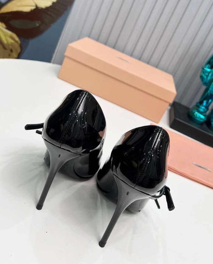 Miu Miu Patent Leather Buckle Pointed Toe Pumps