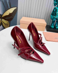 Miu Miu Patent Leather Buckle Pointed Toe Pumps