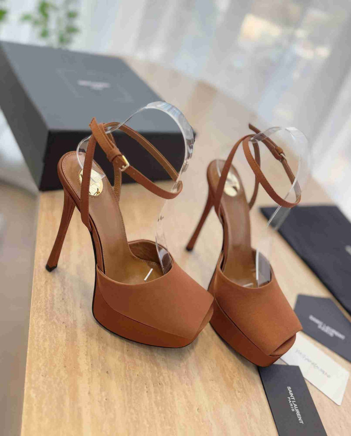 Saint Laurent Platform Open Toe Ankle Strap High Heel Sandals