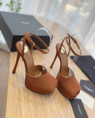 Saint Laurent Platform Open Toe Ankle Strap High Heel Sandals