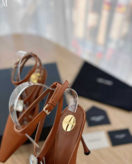 Saint Laurent Women's Ankle Strap Rhinestone Pointed Toe High Heels