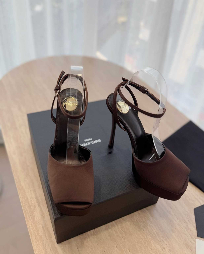 Saint Laurent Platform Open Toe Ankle Strap High Heel Sandals