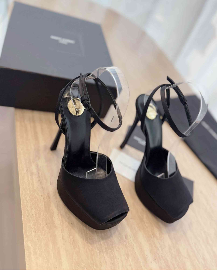 Saint Laurent Platform Open Toe Ankle Strap High Heel Sandals