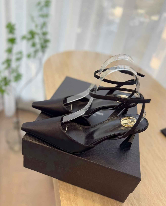 Saint Laurent Pointed Toe Ankle Strap Stiletto Sandals