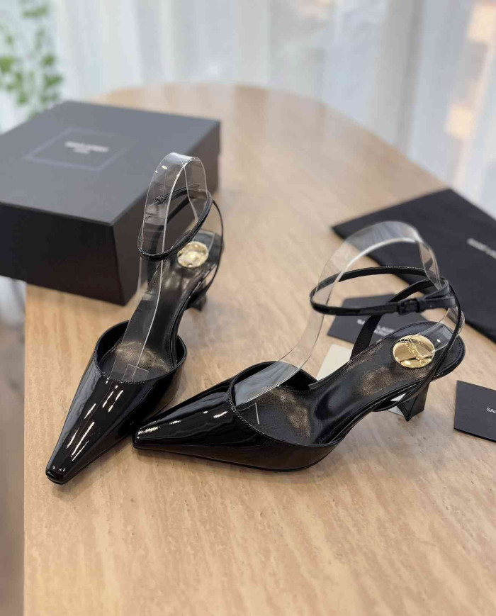 Saint Laurent Pointed Toe Ankle Strap Stiletto Sandals