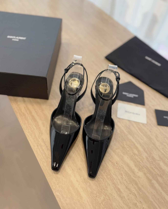 Saint Laurent Pointed Toe Ankle Strap Stiletto Sandals