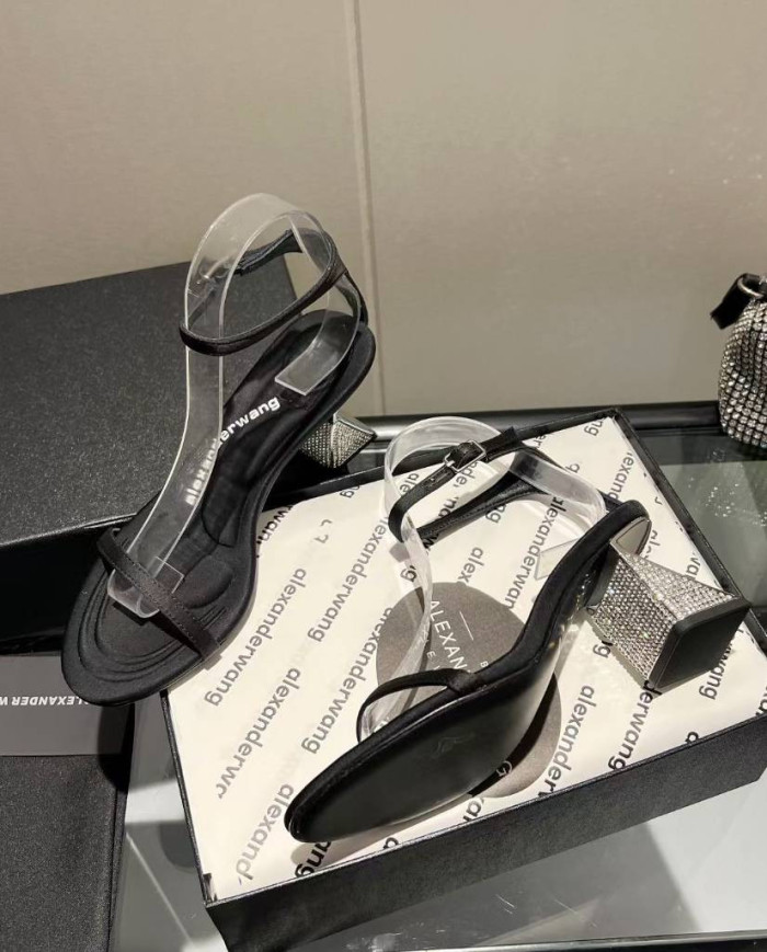 Alexander Wang Open Toe Clear Rhinestone Block Heel Sandals