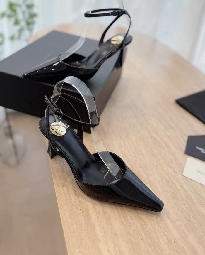 Saint Laurent Pointed Toe Ankle Strap Stiletto Sandals