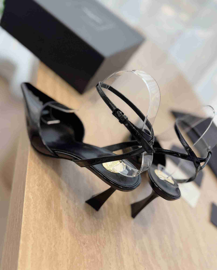 Saint Laurent Pointed Toe Ankle Strap Stiletto Sandals