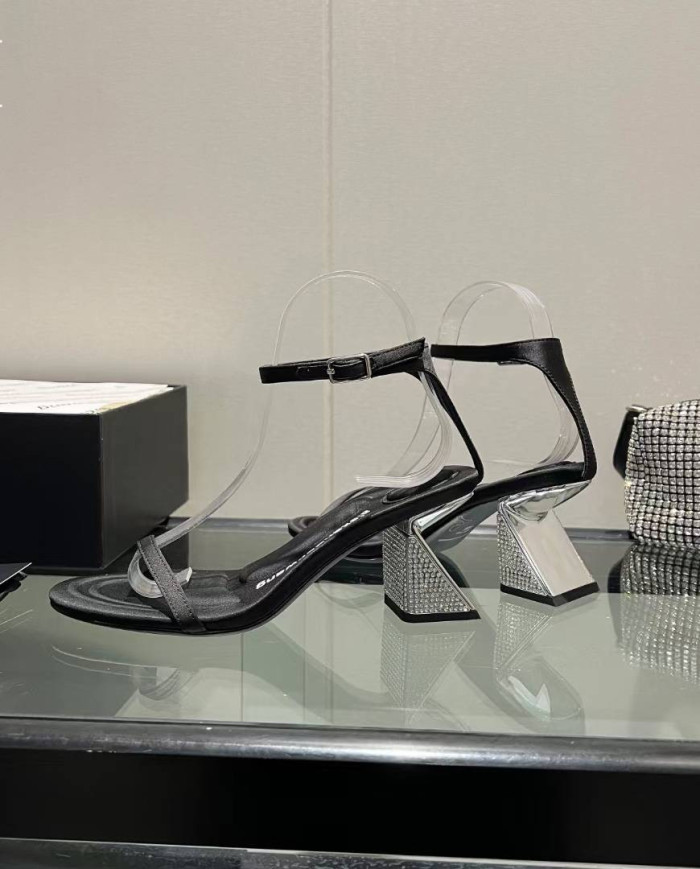 Alexander Wang Open Toe Clear Rhinestone Block Heel Sandals