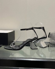 Alexander Wang Open Toe Clear Rhinestone Block Heel Sandals