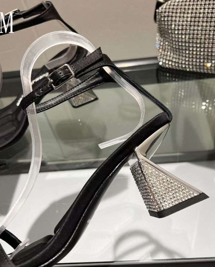 Alexander Wang Open Toe Clear Rhinestone Block Heel Sandals