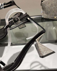 Alexander Wang Open Toe Clear Rhinestone Block Heel Sandals