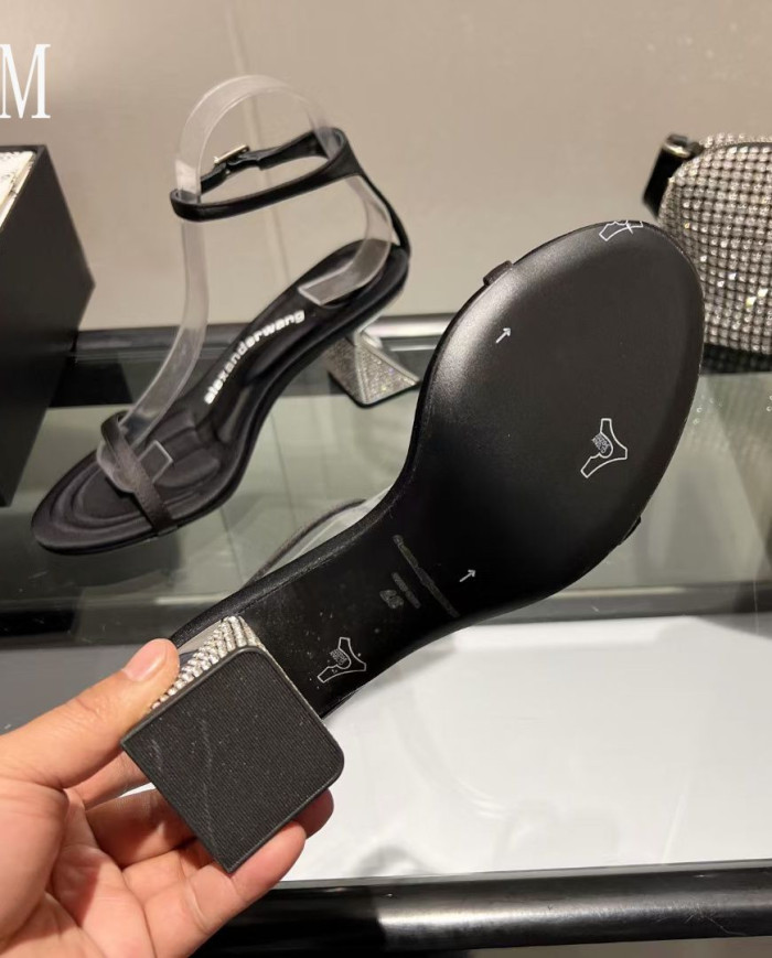 Alexander Wang Open Toe Clear Rhinestone Block Heel Sandals