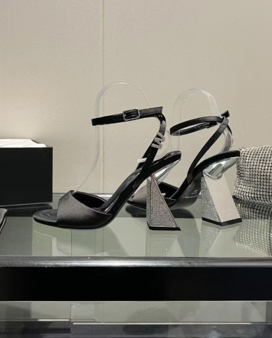 Alexander Wang Open Toe Rhinestone Sculptural Heel Sandals