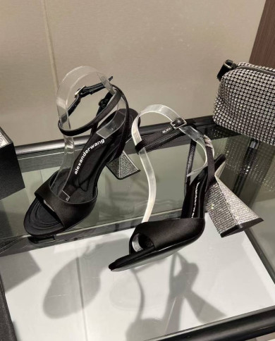 Alexander Wang Open Toe Rhinestone Sculptural Heel Sandals