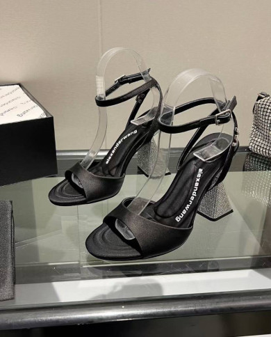 Alexander Wang Open Toe Rhinestone Sculptural Heel Sandals