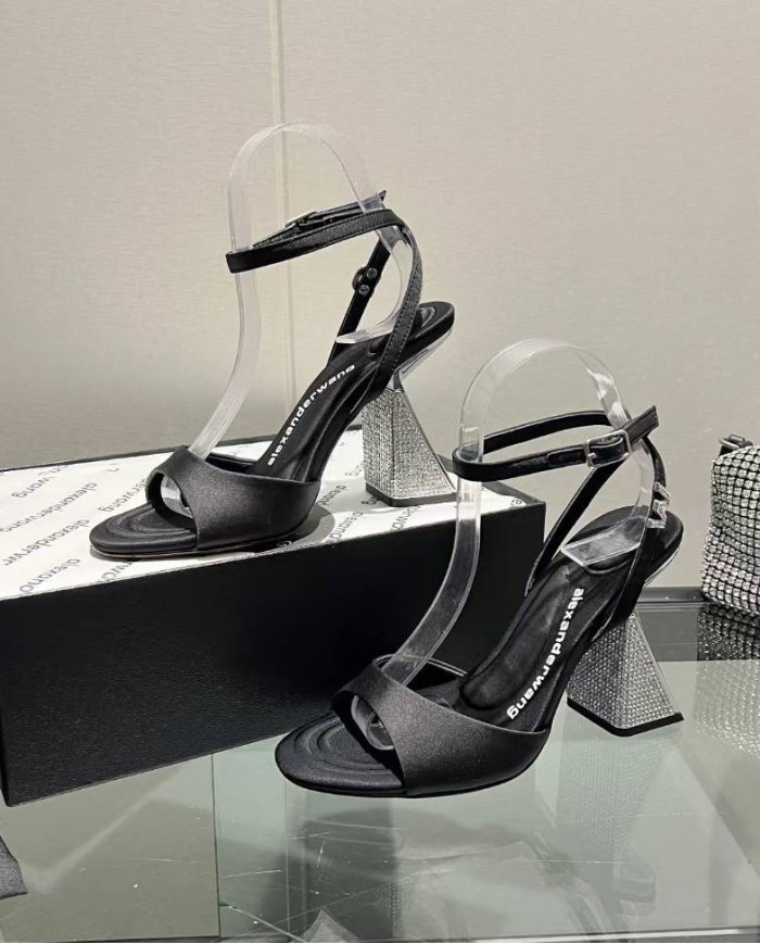 Alexander Wang Open Toe Rhinestone Sculptural Heel Sandals