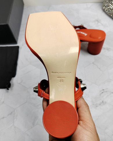 Alexander Wang Studded Square Toe Block Heel Sandals