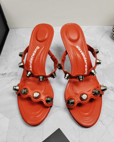 Alexander Wang Studded Stiletto Heel Slide Sandals