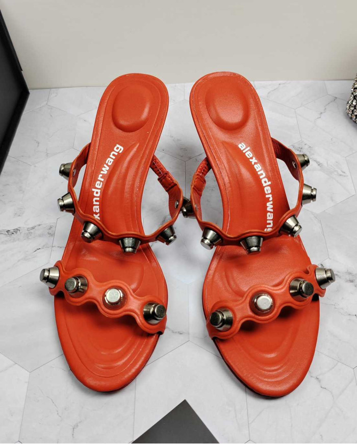 Alexander Wang Studded Stiletto Heel Slide Sandals