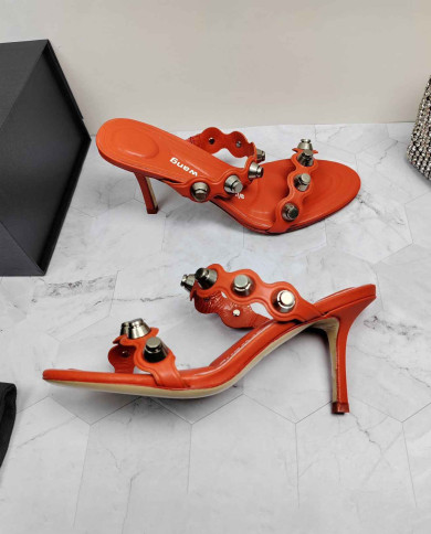Alexander Wang Studded Stiletto Heel Slide Sandals