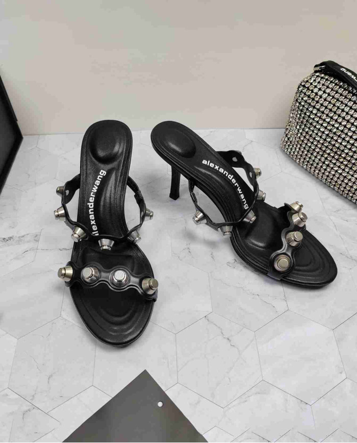 Alexander Wang Studded Stiletto Heel Slide Sandals